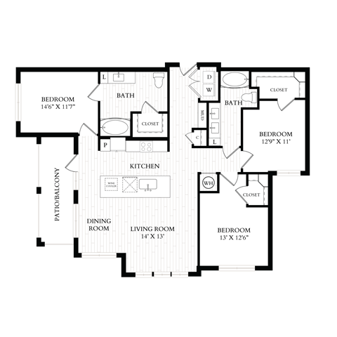 Aura 35Fifty Apartments 2D Floor Plan - C1H